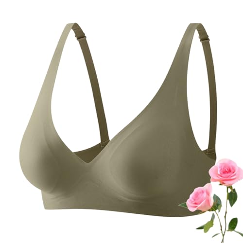 Sivara BH, Sivara Nahtloser Komfort-BH Ohne Bügel, Push-Up Softshape Unterwäsche Mit V-Ausschnitt (DE/NL/SE/PL, Alphanumerisch, XL, Regular, Regular, Grün) von Generisch