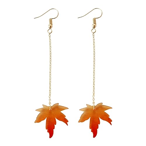 Skeleton Dangle Earrings Ahornblatt-Ohrringe, Blatt-Ohrringe, einfache, frische Weihnachtsohrringe, Quasten, Blatt-Charm-Ohrring, Tropfen-Ohrring, Schmuck, Geschenk Nicht (Orange, One Size) von Generisch
