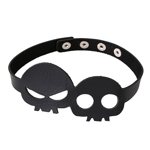 Skelett-/Punk-Choker-Halskette – Gothic-PU-Lederhalsband für Halloween-Kostüm, Cosplay-Schmuck-Zubehör, trendiges Gothic-Statement für Frauen und von Generisch