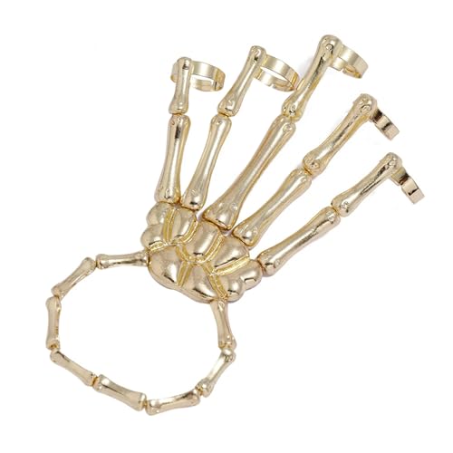 Skelett Armband - Halloween Schädel Handkette Mit Integriertem Ring - Grusel Armband Für Frauen Männer Cosplay Partys Festtage Geschenk Idee Skelett Armband - Halloween Schädel Handkette Mit Integriertem Ring - Grusel Armband Für Frauen Männer Cosplay Partys Festtage Geschenk Idee von Generisch
