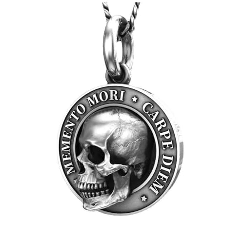 Skelett-Totenkopf-Anhänger, Legierung, Totenkopf-Münzen-Halskette – Anhänger-Halskette für Männer und Frauen, Skelettknochen, Gothic-Punk-Schmuck für Cosplay, Piraten von Generisch