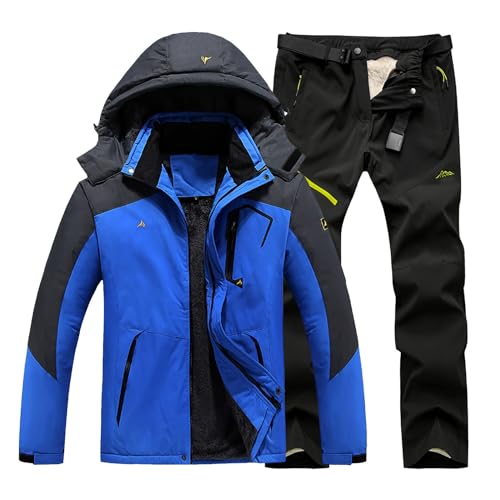 Skianzug-Herren-2-Teilig-Set-Dünn, Skianzug Herren 2 Teilig Set Winddicht Schneeanzug Mit Kapuze Snowboard Set Wasserdicht Ski Anzug Männer Winter Skibekleidung Warm Skijacke Und Hose Thermoanzug von Generisch