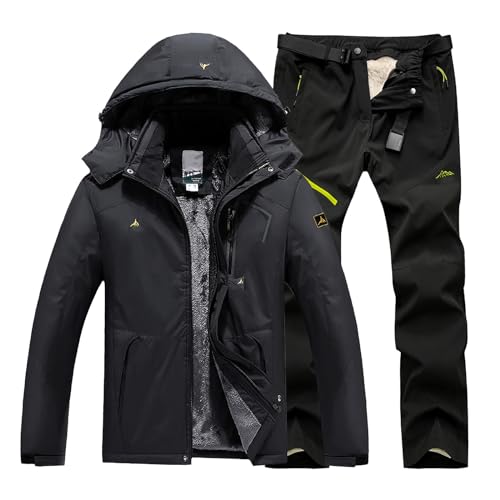 Skianzug Herren 2 Teilig Set - Schneeanzug Herren Zweiteilig Outdoor-Skikleidung Winddicht Ski Anzug Mit Kapuzen Atmungsaktiv Softshelljacke/Schneehose Winter Snowboarden Ski-Anzug Schnee-Jumpsuit von Generisch