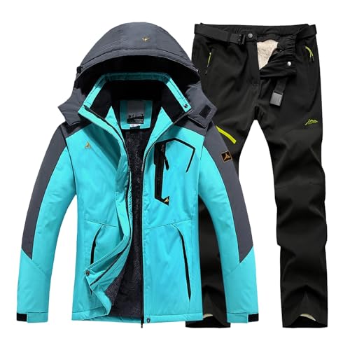 Skianzug Herren 2 Teilig Set - Schneeanzug Herren Zweiteilig Outdoor-Skikleidung Winddicht Ski Anzug Mit Kapuzen Atmungsaktiv Softshelljacke/Schneehose Winter Snowboarden Ski-Anzug Schnee-Jumpsuit von Generisch