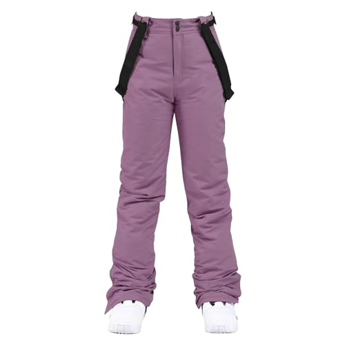 Generisch Damen Schneehose Herren Wasserdicht, Skihose Herren Mit Träger Funktionshose Große Größen Ski Pnts Weites Bein Softshellhose Gefüttert Schneehose Verdickte Thermo Skihose Winterhose 3XL Lila von Generisch