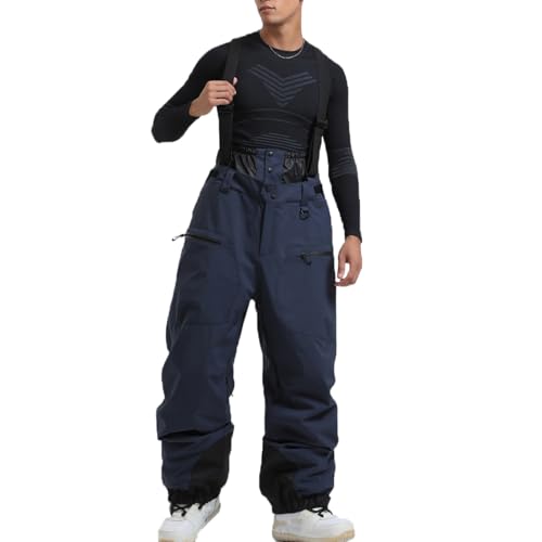 Skihose Herren Gefüttert mit Träger Schneehose Winter Wasserdicht Snowboardhose Latzhose Herren Winterhose Warm Outdoorhose mit Hosenträger Ski Hosen für Männer von Generisch