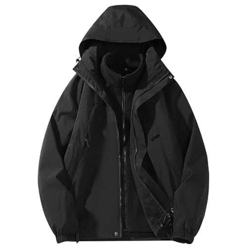Skijacke Damen Schwarz,Damen Skijacke:Anorak Reduziert Wanderjacke Winterjacke 3 in 1 Winter Skijacke Grosse Grössen Outdoorjacke Wintermantel Outdoor Funktionsjacke Schwarz von Generisch
