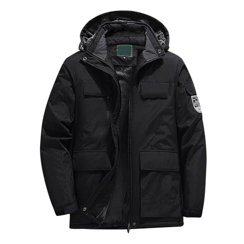 Skijacke Herren Winddicht Warm Daunenjacke Dicker Fleece Gefüttert Winterjacke mit Kapuze Outdoor Wander Funktionsjacke mit Reißverschluss Freizeit Schlichter Softshelljack Skijacke Herren Winddicht Warm Daunenjacke Dicker Fleece Gefüttert Winterjacke mit Kapuze Outdoor Wander Funktionsjacke mit Reißverschluss Freizeit Schlichter Softshelljack von Generisch
