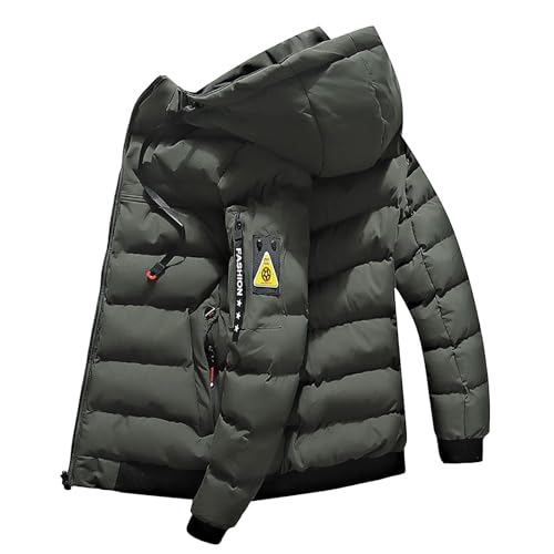 Skijacke Herren Winterjacke mit Kapuze Wasserdicht Winddicht Funktionsjacke Outdoor Jacke Sport Schneejacke Verdickte Warm Padded Jacket mit Reißverschluss Outdoorjacke (Green, M) von Generisch