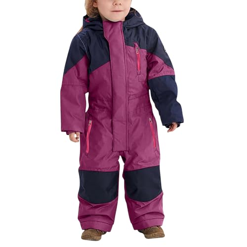 Skioverall Kinder Unisex Skianzug Wasserdicht Atmungsaktiv Einteiliges Schneeanzüge Reißverschlussöffnung Design für Jungen Mädchen Skianzüge Winddicht Schneeoverall Winter Schneeanzug (Lila, 140) von Generisch