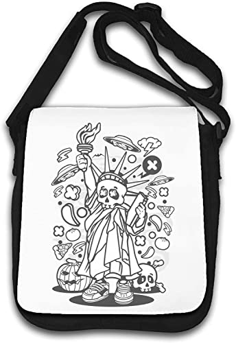 Skull Statue of Liberty UFO Attack Funny USA Art Umhängetasche Weiß von Generisch