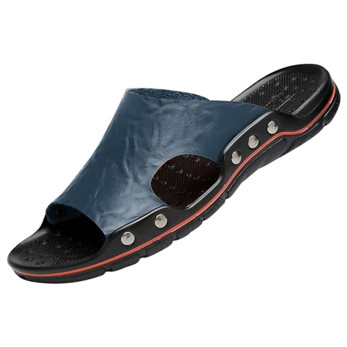 Slides Herren Größe 42 Schuhe A Word Hausschuhe Leder Hausschuhe Bordüre Übergroße 48 Yards Schuhe Herren, blau, 8.5 UK 3X-Narrow Slides Herren Größe 42 Schuhe A Word Hausschuhe Leder Hausschuhe Bordüre Übergroße 48 Yards Schuhe Herren, blau, 8.5 UK 3X-Narrow von Generisch
