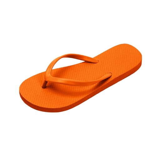 Slim Flip Flops Damen Dusche Thong Hausschuhe Flache Sandalen Geeignet für Frauen Sommer Badezimmer Strand Pool Leicht Basic Flip Flops Gummi Weiche Slip On Schuhe Unisex Slide Slippers, Orange, 39.5 von Generisch