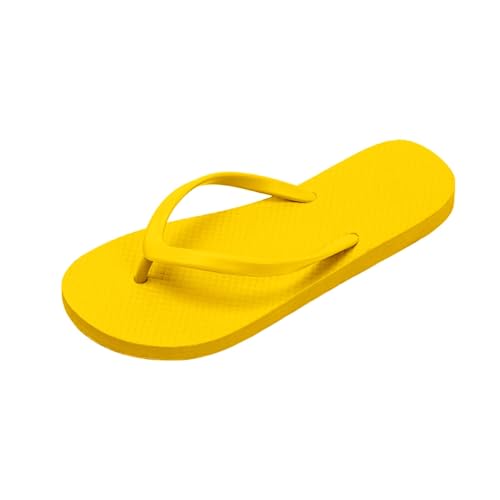 Slim Flip Flops Damen Dusche Thong Hausschuhe Flache Sandalen Geeignet für Frauen Sommer Badezimmer Strand Pool Leicht Basic Flip Flops Gummi Weiche Slip On Schuhe Unisex Slide Slippers, gelb, 39.5 EU von Generisch