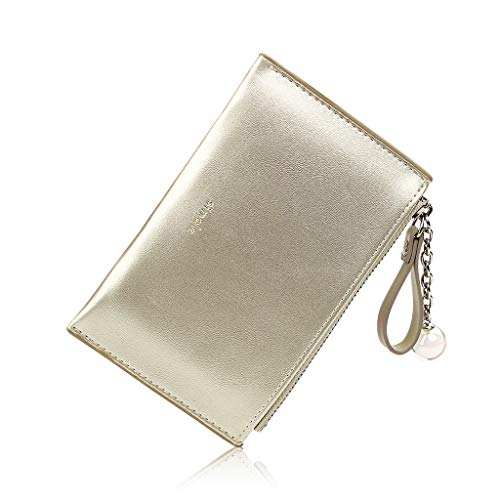 Slim Wallet Damen, Women Short Wallets Mini Purses Fold Purse Card Holder Handmade Geldbörsen Geldbörse Damen klein Kurzformat Portemonnaie Damen Portemonnaie Kleine Brieftasche von Generisch