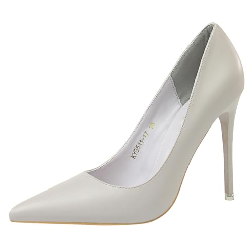 Slimming Pointed Toe Stilettos Transparente Fersenspitze Slip On Pumps für Abend- und Galaveranstaltungen, grau, 34 EU Slimming Pointed Toe Stilettos Transparente Fersenspitze Slip On Pumps für Abend- und Galaveranstaltungen, grau, 34 EU von Generisch