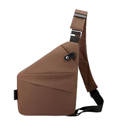 Sling Bag Anti-Diebstahl Crossbody Geldbörse mit mehreren Taschen für Reisen und Sicherheit im Freien, braun, Right von Generisch