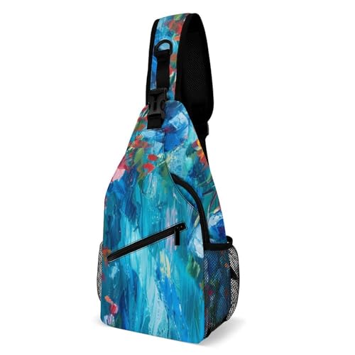 Sling Chest Bag, Shoulder Pack with Multiple Storage Options, Great for Outdoor Adventures and Daily Activities, Abstract Ivy Flower von Generisch