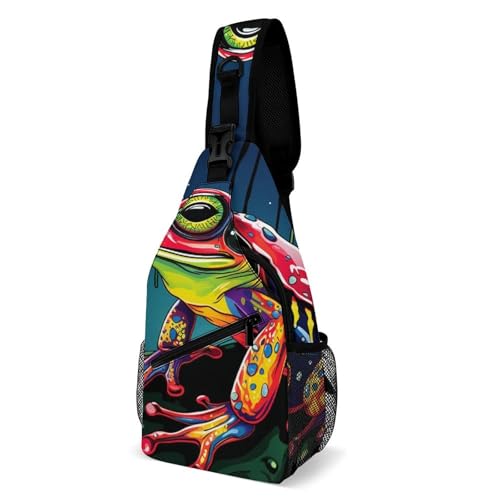 Sling Chest Bag, Shoulder Pack with Multiple Storage Options, Great for Outdoor Adventures and Daily Activities, Nightmarish Frog von Generisch