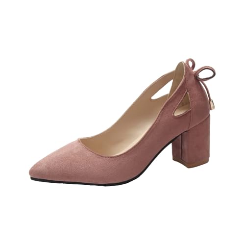 Slingback Pumps Damen Blockabsatz - High Heels Mit Schleife Spitzer Zehenbereich Abendschuhe Peeptoes Kleidschuhe Festlich Elegante Stöckelschuhe Bürokleid Slipper Hochzeiten Sandalen von Generisch