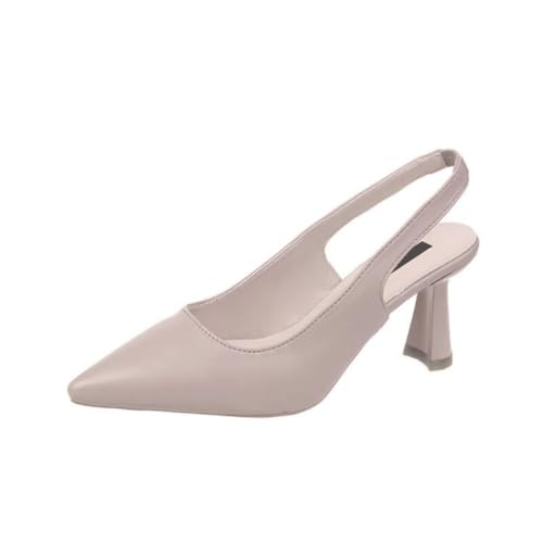 Slingback Schuhe Damen - Elegante Pumps Mit Spitzer Spitze & Stiletto Absatz - Bequeme Büro- & Abendschuhe Für Damen (Beige, Erwachsene, 35, Numerisch, EU Schuhgrößensystem, M) von Generisch