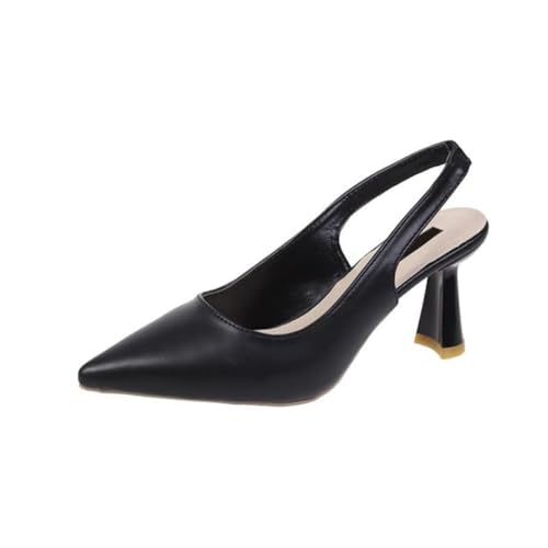 Slingback Schuhe Damen - Elegante Pumps Mit Spitzer Spitze & Stiletto Absatz - Bequeme Büro- & Abendschuhe Für Damen (Black, Erwachsene, 39, Numerisch, EU Schuhgrößensystem, M) von Generisch
