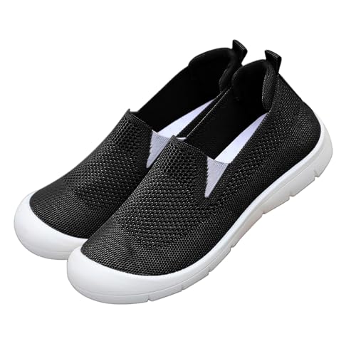Slip On Freizeitschuhe Damen Loafer Bootsschuhe Orthopädische Schuhe Damen Halbschuhe Turnschuhe Sommerschuhe Trekkingschuhe Wanderschuhe Walkingschuhe Bequeme Leichte Strick Mesh Atmungsaktiv von Generisch