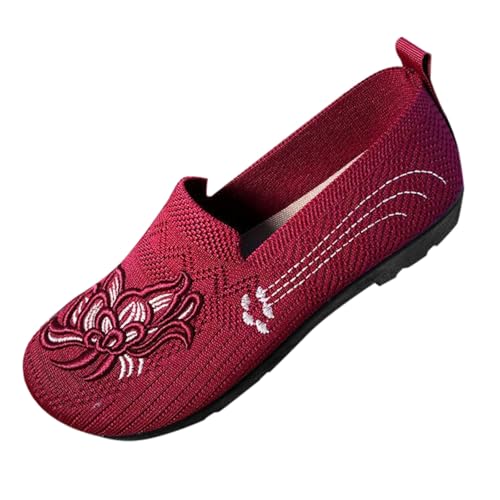 Slip On Freizeitschuhe Damen Loafer Bootsschuhe Orthopädische Schuhe Damen Strickschuhe Halbschuhe Turnschuhe Sommerschuhe Trekkingschuhe Wanderschuhe Walkingschuhe Bequeme Leichte Atmungsaktiv von Generisch