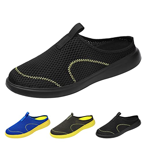 Slip On Hausschuhe Herren Pantoffeln Mesh Clogs Unisex Leichte Atmungsaktive Freizeitschuhe Hauspantoffeln rutschfest Gartenschuhe Flache Sohle Slipper Orthopädische Gartenclogs Strandschuhe von Generisch