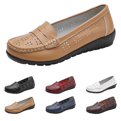 Slip-On-Loafer für Damen, atmungsaktiv, bequem, orthopädische Schuhe, leger, runder Zehenbereich, weich gepolsterte Innensohle, Mokassins, flexible Wanderhalbschuhe, khaki, 38 EU Slip-On-Loafer für Damen, atmungsaktiv, bequem, orthopädische Schuhe, leger, runder Zehenbereich, weich gepolsterte Innensohle, Mokassins, flexible Wanderhalbschuhe, khaki, 38 EU von Generisch