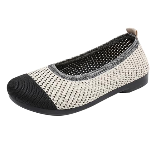 Slip-On Orthopädische Walking Turnschuhe Damen Sommer Altes Tuch Netz Ältere Mesh Atmungsaktiv Mutter Schuhe Sport und Freizeit Damenschuhe, Schwarz , 36.5 EU von Generisch