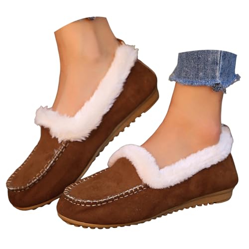 Slip On Schuhe Damen Bequeme Loafer mit Runder Zehenpartie Winterschuhe Hohle Flache Halbschuhe Mary Jane Pums Mokassins Slippers Yoga Training Tanzschuhe Schlüpfschuhe von Generisch