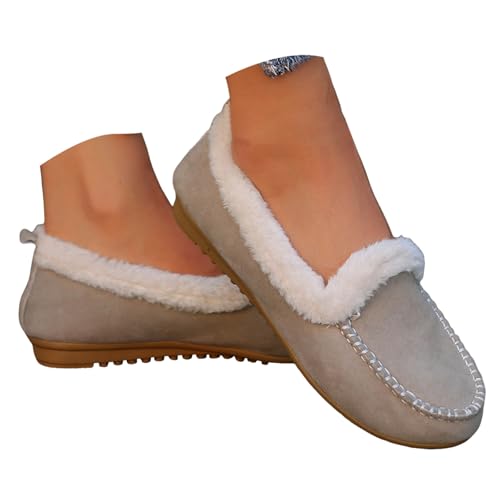 Slip On Schuhe Damen Bequeme Loafer mit Runder Zehenpartie Winterschuhe Hohle Flache Halbschuhe Mary Jane Pums Mokassins Slippers Yoga Training Tanzschuhe Schlüpfschuhe von Generisch