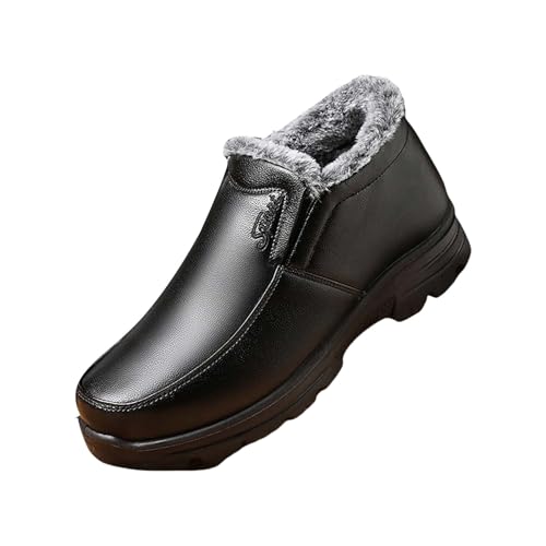 Slip On Schuhe Herren, Winterschuhe Gefüttert, Outdoor Stiefel Ohne Schnürsenkel Thermoschuhe Einfarbig Winterschuhe Rutschfest Wanderschuhe Weich Walkingschuhe Flach Outdoorschuhe von Generisch
