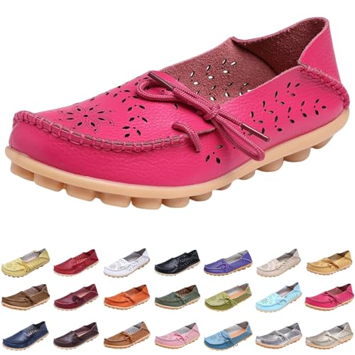 Slip-On-Slipper für Damen, Leder, Penny-Loafer, bequem, lässig, elegant, flache Fahrschuhe, breite Passform, runder Zehenbereich, Mokassin, flach, weich, Wanderschuhe, Bootsschuhe, Orange, 36.5 EU Slip-On-Slipper für Damen, Leder, Penny-Loafer, bequem, lässig, elegant, flache Fahrschuhe, breite Passform, runder Zehenbereich, Mokassin, flach, weich, Wanderschuhe, Bootsschuhe, Orange, 36.5 EU von Generisch