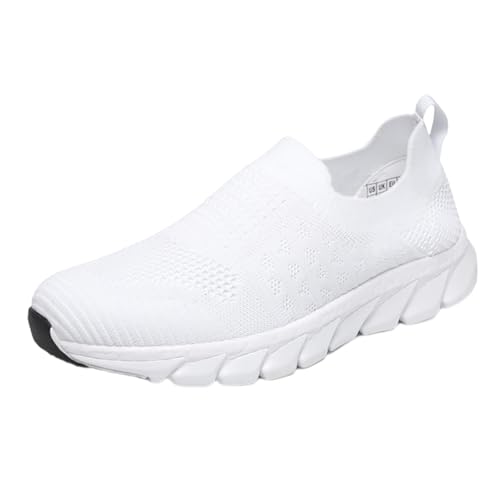Slip On Sneaker Damen Weiß, Turnschuhe Damen Schwarz Elegant Leichte Schlupfschuhe Casual Netzschuhe Atmungsaktive Laufschuhe Ultrabequem Sportschuhe Fahrschuhe Ohne Schnürsenkel Flache Schuhe von Generisch