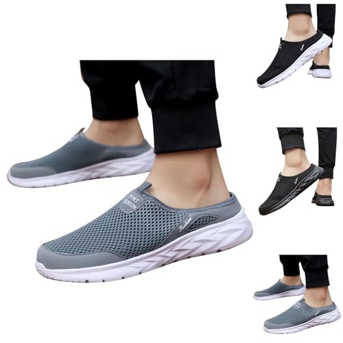 Slip On Sneaker Herren Hinten Offen Hausschuhe Herren Sommer Leicht Slipper Mesh Plateau Schlappen Atmungsaktiv Slingback Slides Bequeme Freizeitsandale Weichen Sommerschuhe Outdoorchuhe Walkingschuhe von Generisch
