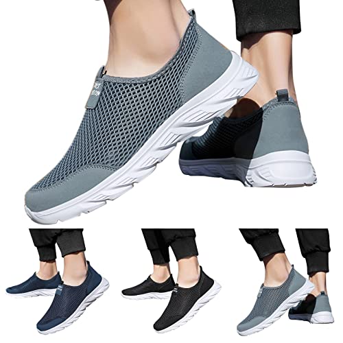 Slip On Sneaker Herren Sportschuhe Mesh Leichte Freizeitschuhe Turnschuhe Mit Weißer Sohle Herren Sneakers Atmungsaktiv Joggingschuhe Ohne Schnürsenkel Laufschuhe Breite Trainingsschuhe Gedämpft von Generisch