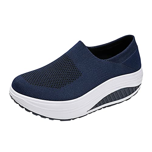 Slip On Sneakers Damen, Orthopädische Schuhe Damen Luftpolster Muffin Sportschuhe Mesh Atmungsaktiv Freizeitschuhe Weiche Rutschfest Barfußschuhe Einfarbig Joggingschuhe Ohne Schnürer Walkingschuhe 1 von Generisch
