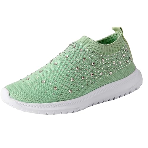 Slip On Sneakers Damen Glitzer, Sneakersocken Weiß Damen 36 Bis 43 Leichte Fahrschuhe Gestrickter Flache Schuhe Mesh Atmungsaktiver Walkingschuhe Outdoor Turnschuhe Tennisfitness Sportschuhe von Generisch