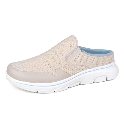 Slip On Sneakers Damen Hausschuhe Flach Modische Wanderschuhe Mesh Schuhe Vermascht Bequeme Sportschuhe Walking Fitness Sneaker Atmungsaktiv Outdoor Freizeit Halbschuhe von Generisch