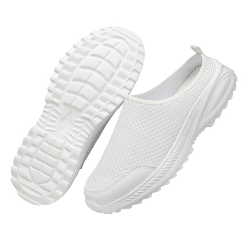 Slip On Sneakers für Damen Low-Top Turnschuhe Clogs Atmungsaktiv Mesh Walkingschuhe rutschfeste Gartenschuhe Strand Sommer Rückenfrei Pantoletten Sportschuhe Leicht Lässige Hausschuhe Schnell von Generisch