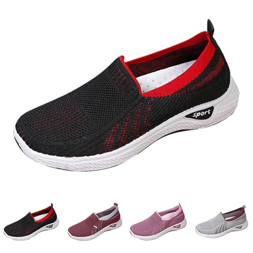 Slip-On-Turnschuhe für Damen, breite Passform, Walking-Schuhe, atmungsaktiv, Netzstoff, athletisch, Tennis, Sneaker, bequem, weiche Sohle, rutschfeste Sneaker, niedrig, orthopädische Schuhe mit Slip-On-Turnschuhe für Damen, breite Passform, Walking-Schuhe, atmungsaktiv, Netzstoff, athletisch, Tennis, Sneaker, bequem, weiche Sohle, rutschfeste Sneaker, niedrig, orthopädische Schuhe mit von Generisch