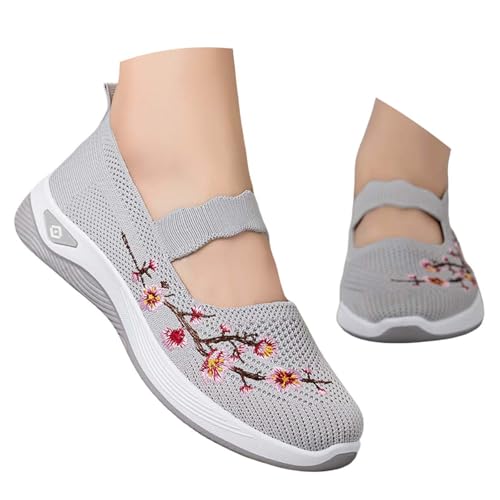 Slip on Sneaker Damen Walkingschuhe Leicht Weite H Vermascht Sommerschuhe Vermascht Orthopädische Sneaker Weich Strickstoff Freizeitschuhe Walkingschuhe Walking Schuhe Outdoor von Generisch