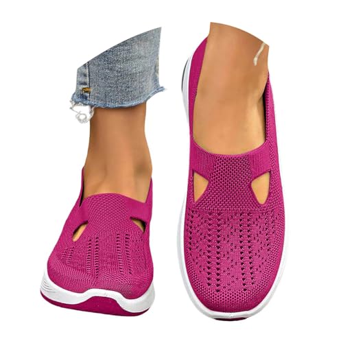 Slipper Damen OrthopäDische Schuhe Damen Slip On Sneaker Frauen Gewebt Atmungsaktiv Turnschuhe Leicht Laufschuhe Sportschuhe Bequeme Schlupfschuhe Walkingschuhe Arch Support Schuhe von Generisch