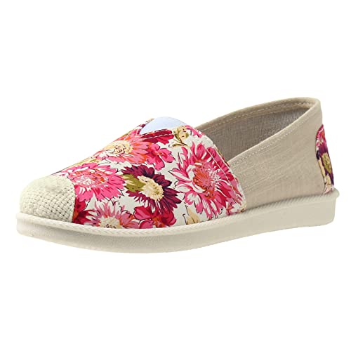 Slipper Damen Sommerschuhe Leinenschuhe Bunt - Sommerlatschen Slip On Flache Schuhe Damen Elegant Loafer Schlupfschuhe Einzelschuhe Halbschuhe Leichte Atmungsaktiv Freizeitschuhe Damenschuhe von Generisch