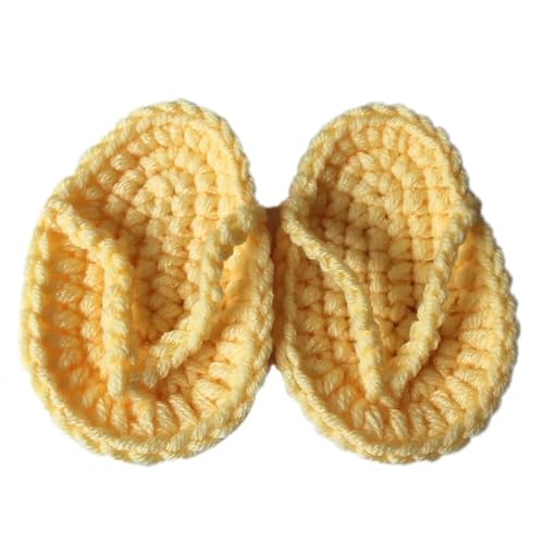 Slipper Junge 21 New Handmade Crochet Baby Girl Sandals Flip Flops Booties Shoes Photo Props Badeschuhe Baby 20 (Yellow, 19 Infant) von Generisch