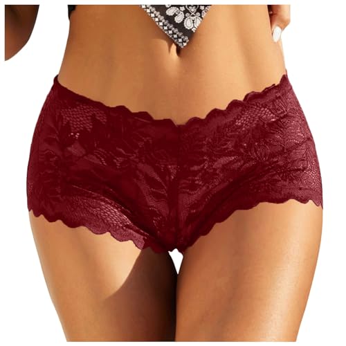 Slips Damen Nahtlos Rot Spitze Spitzen Brazilian Slip Pantys Hipster Panties Schlüpfer Hohe Taille Briefs Women Atmungsaktiv Unterhose Transparente Unterhosen Mesh Unterwäsche von Generisch