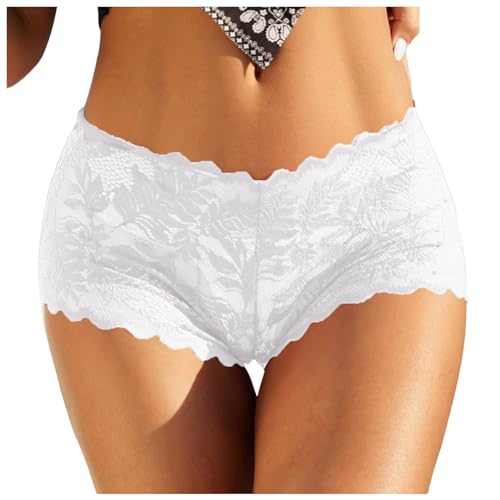 Slips Damen Nahtlos Weiß Spitze Spitzen Brazilian Slip Pantys Hipster Panties Schlüpfer Hohe Taille Briefs Women Atmungsaktiv Unterhose Transparente Unterhosen Mesh Unterwäsche von Generisch
