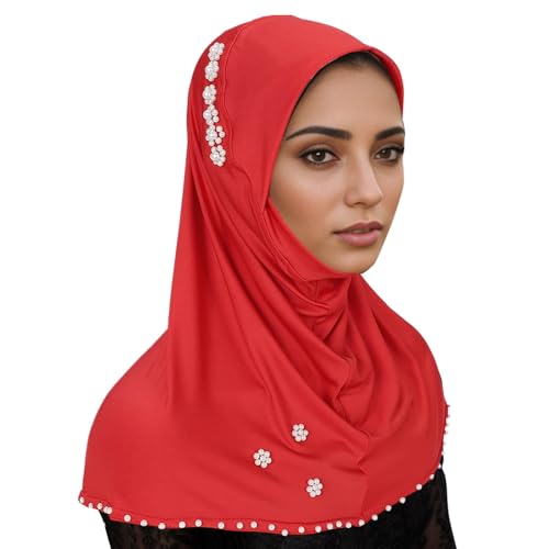 Slouchy Beanie Damen Hüte Chemo Cancer Kopfbedeckung Vorgebundenes Kopfwickel Elastisch Laufmütze Kopftuch Headwraps Leichte Hut für Frauen Turban für Haarausfall 2025 (Rot, One Size) von Generisch